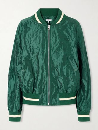 Loewe Bomber In Twill Satin Increspato Anagram - Verde
