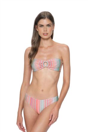 PQ Swim Newport Stripes Basic Ruched Bottoms In Pink