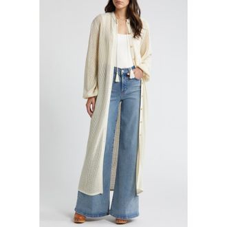 Frame Denim Open Knit Long Sleeve Maxi Sweater Dress in Cream at Nordstrom Rack, Size Medium