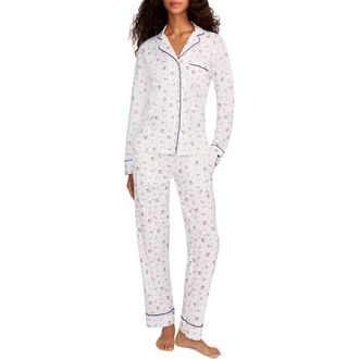 Petite Plume Bows Classic Pima Cotton Pajamas in White at Nordstrom, Size X-Small