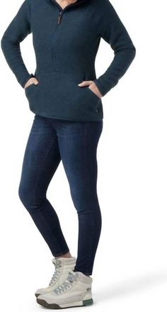 Smartwool Womens Hudson Trail Fleece Top In Anorak Twilight Blue