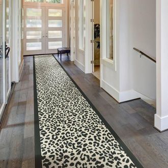Runrug Hallway Carpet Runner Rug - Soft & Comfy, 9mm - Rosette in Black | Size: 70 cm x 390 cm