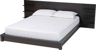 Baxton Studio Elina Modern Wood Queen Size Platform Bed With Built-In Shelves