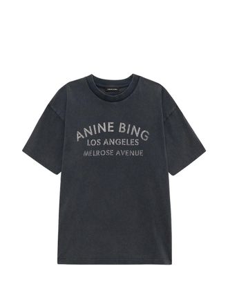 Anine Bing Cade Tee Melrose Stencil - Washed Black