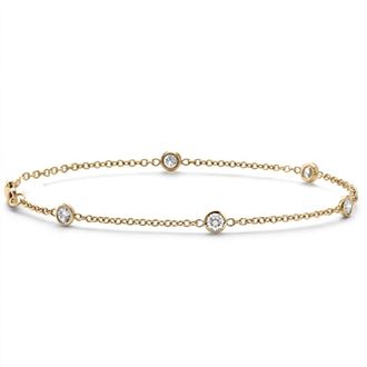 Pompeii3 3/4 TCW 14k White or Yellow Gold Round Diamond By Yard Station Bracelet