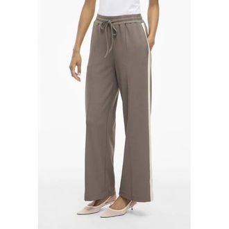Vila wide leg high waist casual broek taupe