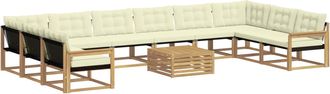 vidaXL Conjunto De Sof&aacute;s De Exterior 11 Uds. Blanco Y Crema Vidaxl