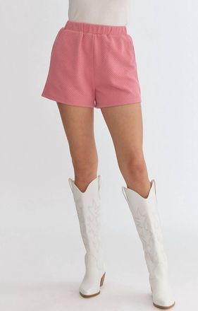 Entro Textured Shorts In Coral Pink