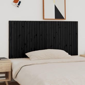 vidaXL Cabecero De Cama De Pared Madera Maciza Pino Negro 185x3x90 Cm Vidaxl