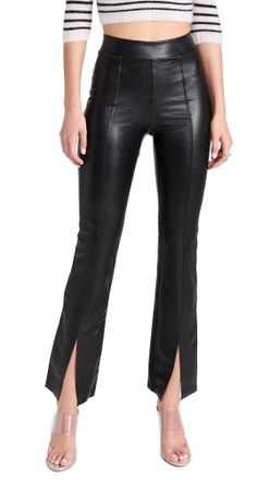 Commando Womens Faux Leather Split Front Pant, Black, M