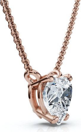 Pompeii3 Certified 3Ct Heart Solitaire Diamond Pendant Necklace 14k Gold Lab Grown