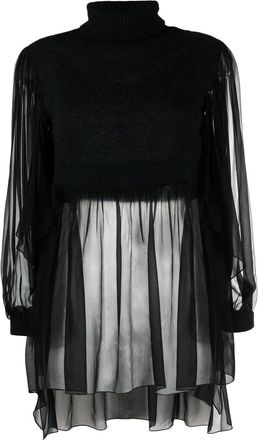 Alberta Ferretti roll neck panelled jumper - women - Silk/Polyamide/Wool/Mohair - 40 - Black