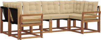 vidaXL Conjunto De Sof&aacute;s De Exterior 6 Uds. Natural Y Beige Vidaxl