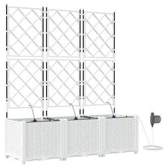 Berkfield Home Garden Planters with Water Irrigation System 3 pcs White