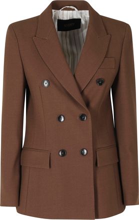 Seventy Brown Double-Breasted Structured Shoulder Pad Blazer