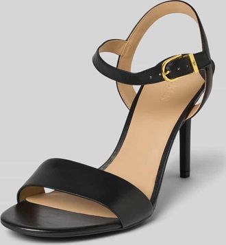Lauren Ralph Lauren Sandalette aus Leder mit Pfennigabsatz Modell GWEN in Black, Größe 37,5