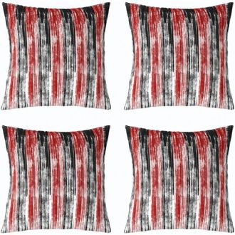 OEM Funda De Almohada Infantil Reversible Con Degradado Rojo Y Negro, 45 X 45 Cm, Juego De 4 Piezas, Estampado Geom&eacute;trico Abstracto A Rayas - Compatible C