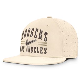 Nike Los Angeles Dodgers True Nike Mens AeroBill MLB Fitted Hat in White | NB540GONLD-K6Q