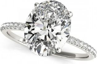 Allurez Diamond Accented Oval Shape Engagement Ring 14k White Gold (3.00ct)