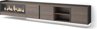Skraut Home Skraut Home - Mueble Tv, Televisi&oacute;n, Muebles De Sal&oacute;n, Almacenaje, 315x35x50cm, Para Tv Hasta 80, Chimenea El&eacute;ctrica Xxl, Colgado, Suspendido, Led, Es