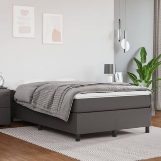 vidaXL Estructura De Cama Sin Colch&oacute;n Cuero Sint&eacute;tico Gris 120x200 Cm Vidaxl