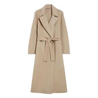 iBlues Jassen, Dames, Bruin, M, Wol, Kameel Wolblend Lange Jas