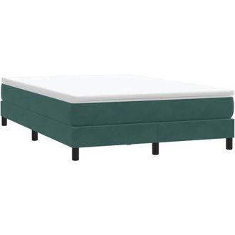 vidaXL Cama Box Spring Sin Colch&oacute;n Verde Oscuro Terciopelo 140x220 Cm Vidaxl