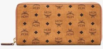 MCM Aren Zip Around Wallet in Visetos in Cognac at Nordstrom
