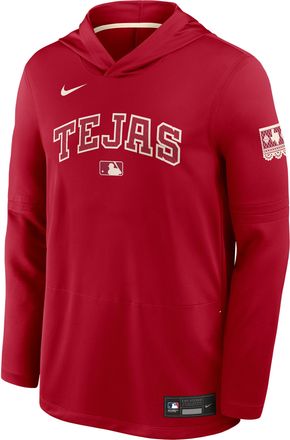 Nike Texas Rangers City Connect Nike Mens Dri-FIT MLB Long-Sleeve Hooded Top in Red | 03B90DJPTER-P1U