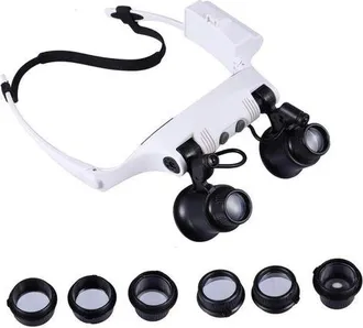 OEM Lupa De Cabezal De 4 Lentes Con Iluminaci&oacute;n Led, Aumento De 10x/15x/20x/25x, Construcci&oacute;n De Abs, Para Bricolaje Y Reparaciones Precisas, Relojer&iacute;a, C