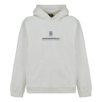 Balenciaga PDF Logo Oversized Popover Hoodie Off White 674986TLVF89016