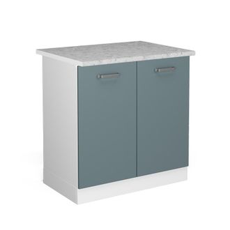 Vicco Mueble Bajo Para El Fregadero R-line, Gris Azulado, 80 Cm Con Puertas, Con Encimera Vicco
