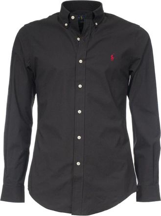 Polo Ralph Lauren Slim-Fit Formeel Katoenen Overhemd - Heren - Zakelijke Overhemden - Zwart - 2XL - Katoen - Overhemden