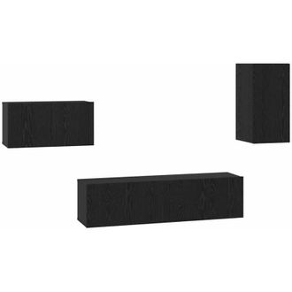 vidaXL Vidaxl - Conjunto De Mueble De Tv 4 Pcs Roble Negro 30.5 X 30 X 60 Cm