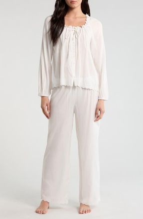 Reformation Paloma Relaxed Fit Organic Cotton Blend Pajamas in Ivory at Nordstrom, Size X-Large