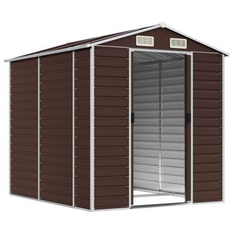 Berkfield Home Garden Shed Brown 191x215x198 cm Galvanised Steel | Size: 191 x 215 x 198 cm