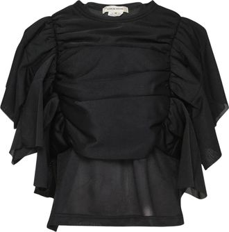 Comme Des Gar&ccedil;ons Oversized Gelaagde Geplooide Tee - Dames - T-shirts - Zwart - S - Polyester - Tops