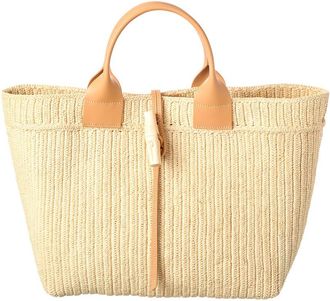 Longchamp Le Roseau Raffia & Leather Tote
