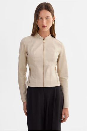 LaMarque CHAPIN | Reversible Leather Bomber in Bone/gold at Nordstrom, Size Xx-Small