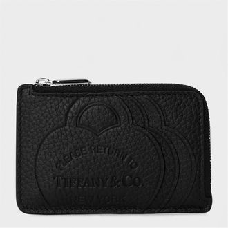 Tiffany & Co. Womens Accessories Zip Card Case with Key Ring in Black - One Size