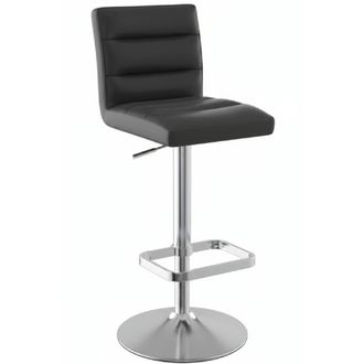 Netfurniture Swank Brushed Steel Kitchen Swivel Bar Stool Black Faux Leather
