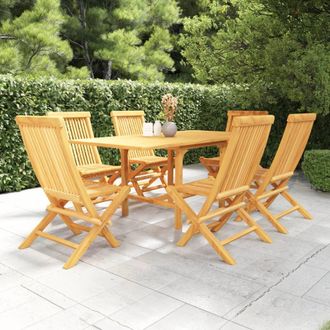 vidaXL Vidaxl - Conjunto De Comedor De Jard&iacute;n 7 Piezas Madera Maciza De Teca