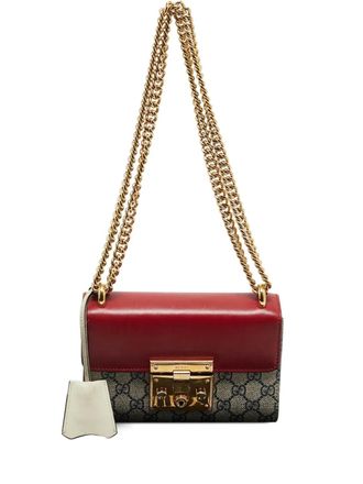 Gucci small padlock supreme shoulder bag - Red