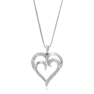 Vir Jewels 1/20 cttw Lab Grown Diamond Heart Pendant Necklace in Sterling Silver with Chain For Women
