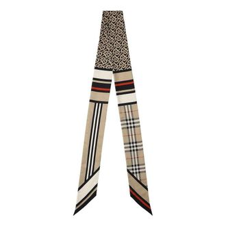 Burberry (WMNS) Burberry 25 Skinny Montage Silk Scarf Beige 8037017