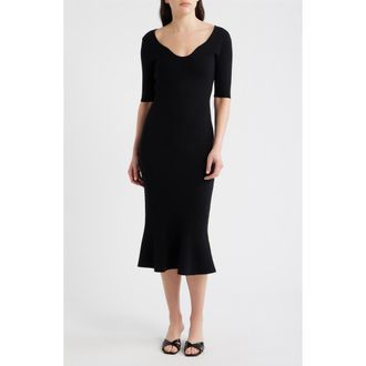 BOSS Fosa Tulip Hem Midi Dress in Black at Nordstrom, Size X-Large