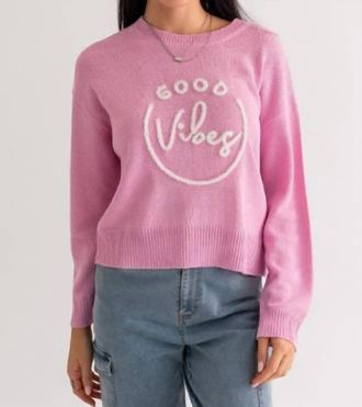 Le Lis Blanc Deux Good Vibes Pullover Sweater In Pink