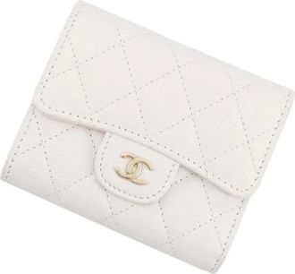 Chanel Pre-owned Tri-fold Portemonnee - Dames - Vintage Accessoires - Wit - ONE Size - Leer - Vintage