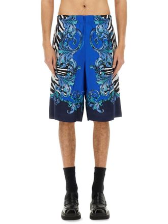 Versace Jeans Couture Blue Printed Shorts