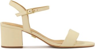 Kazar Klassieke cr&egrave;me sandalen op een lage paal - Dames - Sandalen met hakken - Beige - 37 EU - Leer - Schoenen